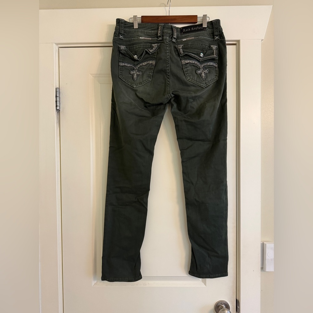 Rock Revival Slim Jeans in Dark Olive Green - Picture 4 of 9